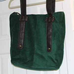 Retro Green Corduroy Tote